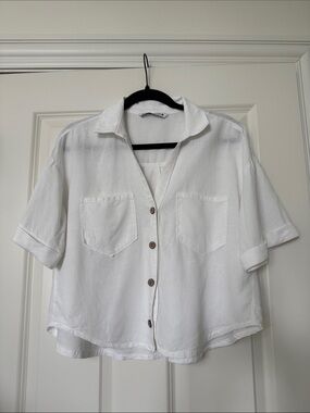 ZARA White Lightweight Collared Shirt